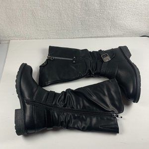 Extreme By Eddie Marc Jordyn Boots Womens Size 7 Black Fux Leather Side Zip 8021